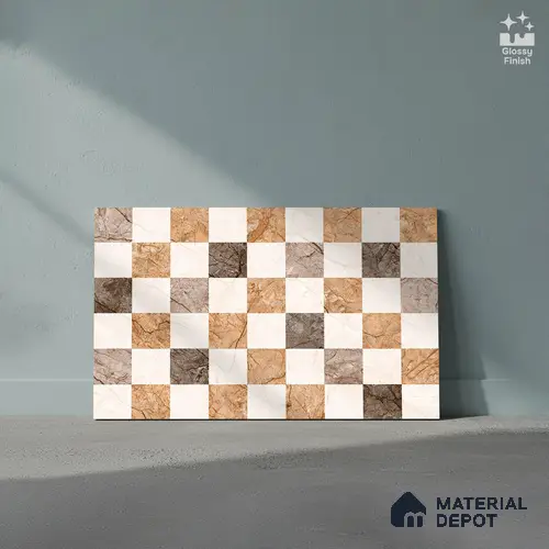 TL 01900 D Brown & Beige Highlighter 2 18 x 12 inch Glossy Finish Ceramic Wall Tile - 6 mm