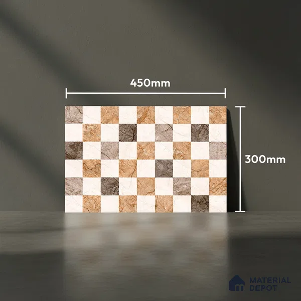 TL 01900 D Brown & Beige Highlighter 2 18 x 12 inch Glossy Finish Ceramic Wall Tile - 6 mm