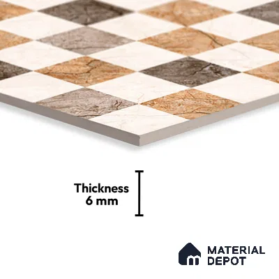 TL 01900 D Brown & Beige Highlighter 2 18 x 12 inch Glossy Finish Ceramic Wall Tile - 6 mm