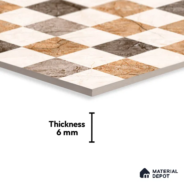 TL 01900 D Brown & Beige Highlighter 2 18 x 12 inch Glossy Finish Ceramic Wall Tile - 6 mm