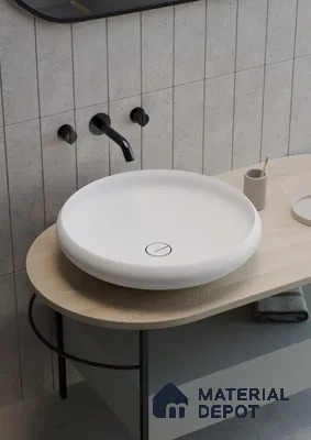 Colombo Solid White Translucent Basin BS 00216 400 x 400 mm Artificial Stone Acrylic Body Stain Free Designer Basin - 115 mm | Suitable For Bathroom, Vanity & Utility Areas