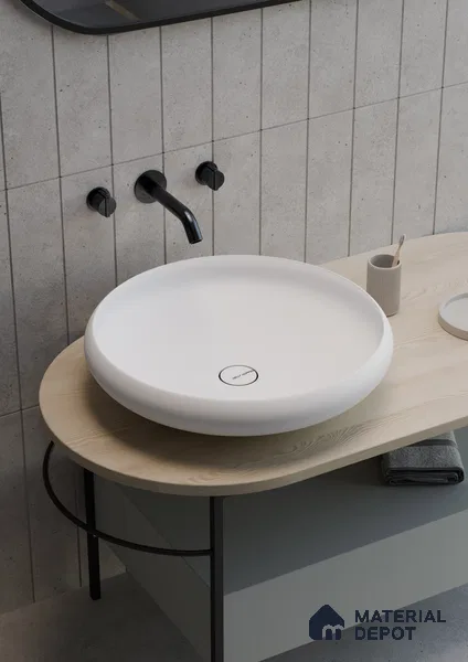 Colombo Solid White Translucent Basin BS 00216 400 x 400 mm Artificial Stone Acrylic Body Stain Free Designer Basin - 115 mm | Suitable For Bathroom, Vanity & Utility Areas