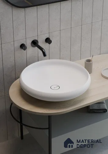 Colombo Solid White Translucent Basin BS 00216 400 x 400 mm Artificial Stone Acrylic Body Stain Free Designer Basin - 115 mm | Suitable For Bathroom, Vanity & Utility Areas