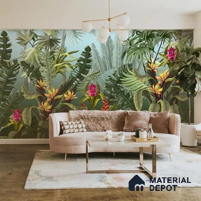 Colorful Tropical Theme Jhurmut Wallpapers, Customised Indrani Series Handmade Tropical Design (Customised Size Wallpaper )