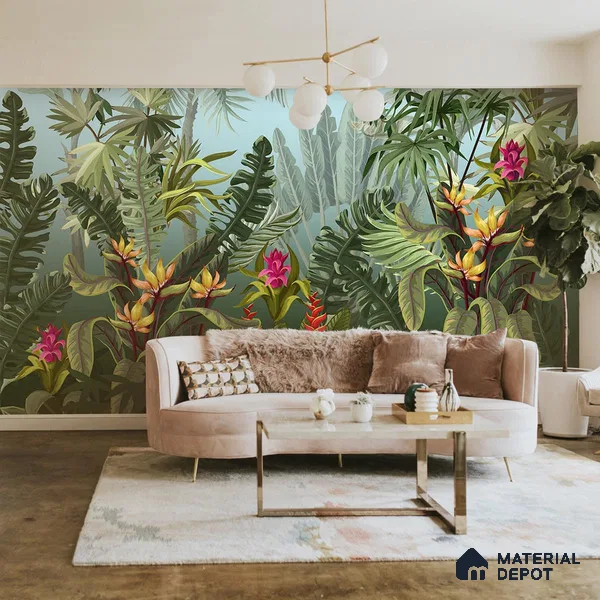 Colorful Tropical Theme Jhurmut Wallpapers, Customised Indrani Series Handmade Tropical Design (Customised Size Wallpaper )