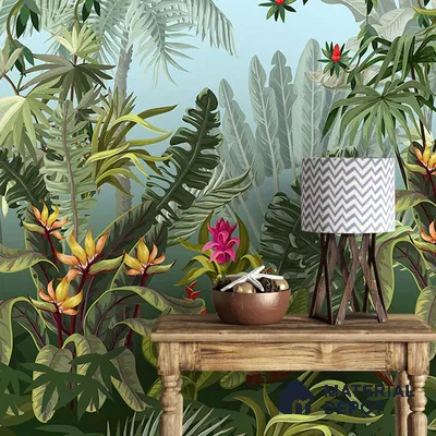 Colorful Tropical Theme Jhurmut Wallpapers, Customised Indrani Series Handmade Tropical Design (Customised Size Wallpaper )