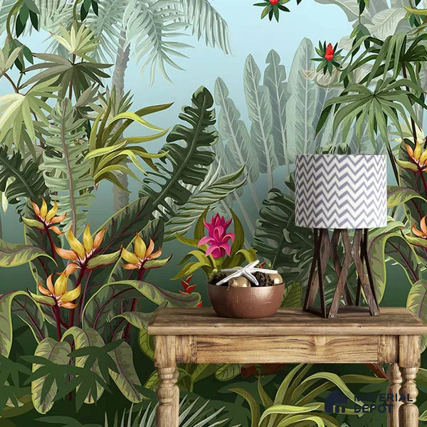 Colorful Tropical Theme Jhurmut Wallpapers, Customised Indrani Series Handmade Tropical Design (Customised Size Wallpaper )