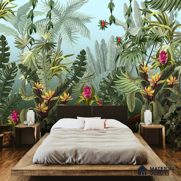 Colorful Tropical Theme Jhurmut Wallpapers, Customised Indrani Series Handmade Tropical Design (Customised Size Wallpaper )