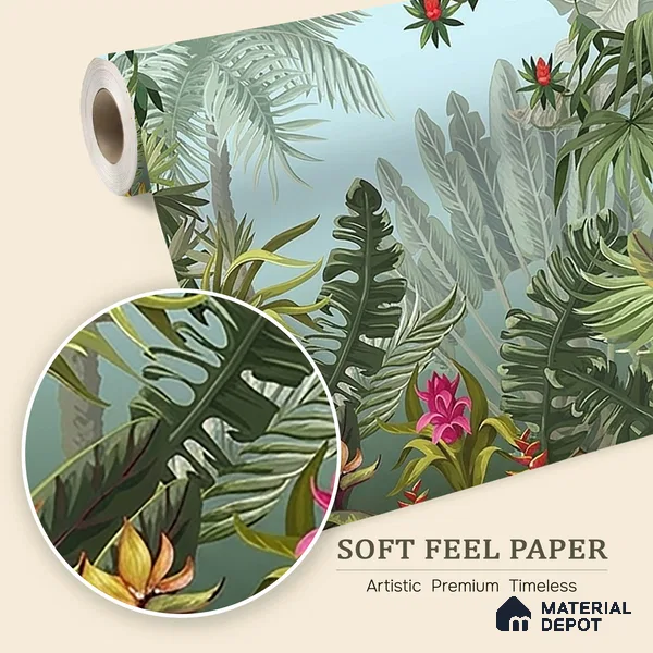 701311 - Colorful Tropical Theme Jhurmut Wallpapers, Customised Indrani Series Soft Feel Tropical Design (Customised Size Wallpaper )