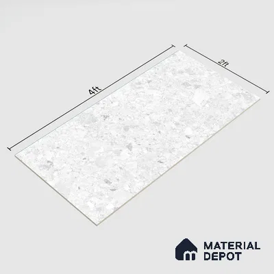 Marble Floor & Wall Tile | TL 02577 Concrete Bianco 4 ft x 2 ft Glossy Finish Random Design Vitrified Tile - 9 mm | Suitable For Living Room, Bedroom, Kitchen (Sample)