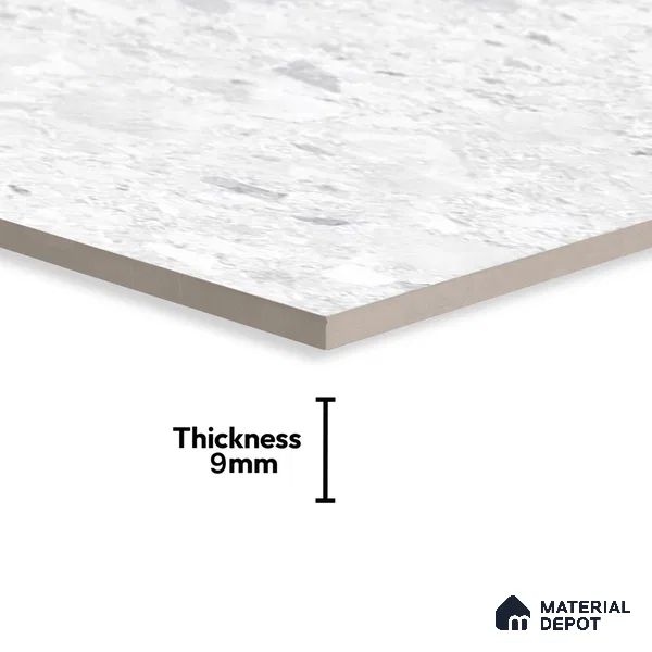 Marble Floor & Wall Tile | TL 02577 Concrete Bianco 4 ft x 2 ft Glossy Finish Random Design Vitrified Tile - 9 mm | Suitable For Living Room, Bedroom, Kitchen (Sample)