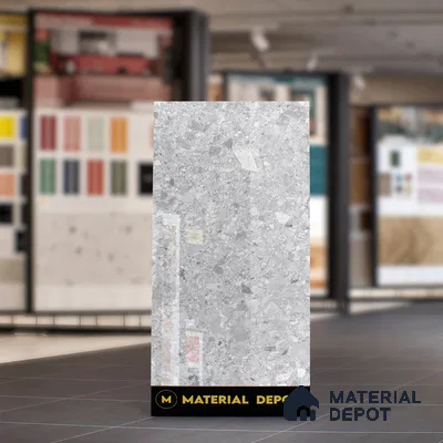 Marble Floor & Wall Tile | TL 02578 Concrete Gris 4 ft x 2 ft Glossy Finish Random Design Vitrified Tile - 9 mm | Suitable For Living Room, Bedroom, Kitchen (Sample)