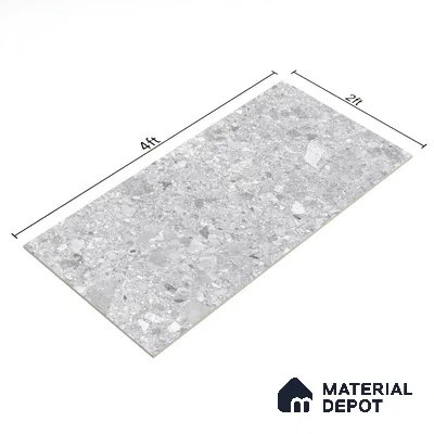 Marble Floor & Wall Tile | TL 02578 Concrete Gris 4 ft x 2 ft Glossy Finish Random Design Vitrified Tile - 9 mm | Suitable For Living Room, Bedroom, Kitchen (Sample)