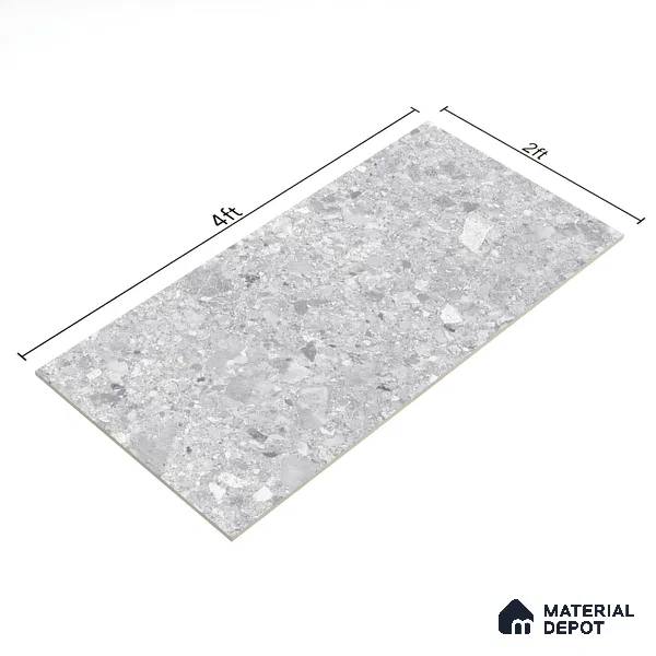 Marble Floor & Wall Tile | TL 02578 Concrete Gris 4 ft x 2 ft Glossy Finish Random Design Vitrified Tile - 9 mm | Suitable For Living Room, Bedroom, Kitchen (Sample)