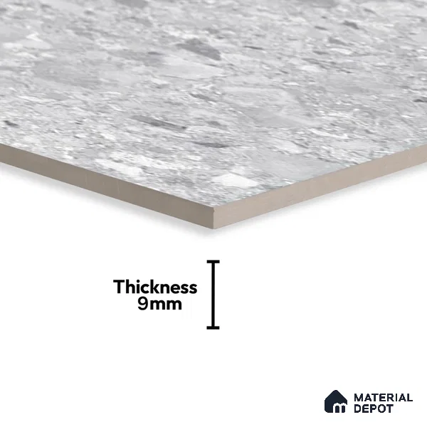 Marble Floor & Wall Tile | TL 02578 Concrete Gris 4 ft x 2 ft Glossy Finish Random Design Vitrified Tile - 9 mm | Suitable For Living Room, Bedroom, Kitchen (Sample)