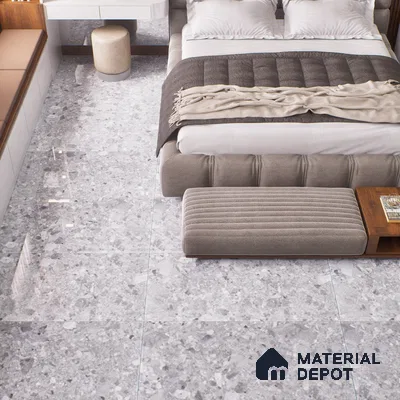 Marble Floor & Wall Tile | TL 02578 Concrete Gris 4 ft x 2 ft Glossy Finish Random Design Vitrified Tile - 9 mm | Suitable For Living Room, Bedroom, Kitchen (Sample)