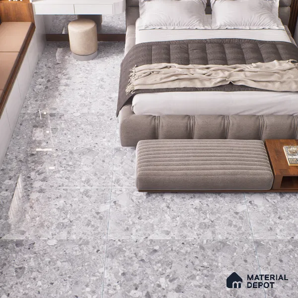 Marble Floor & Wall Tile | TL 02578 Concrete Gris 4 ft x 2 ft Glossy Finish Random Design Vitrified Tile - 9 mm | Suitable For Living Room, Bedroom, Kitchen (Sample)