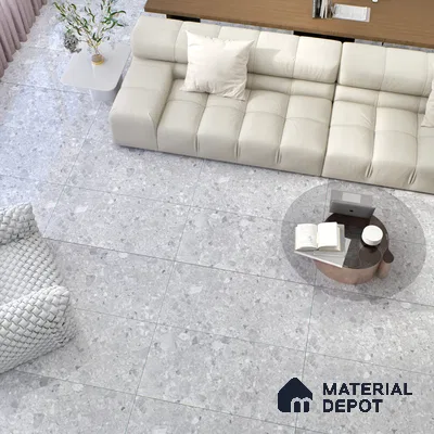 Marble Floor & Wall Tile | TL 02578 Concrete Gris 4 ft x 2 ft Glossy Finish Random Design Vitrified Tile - 9 mm | Suitable For Living Room, Bedroom, Kitchen (Sample)