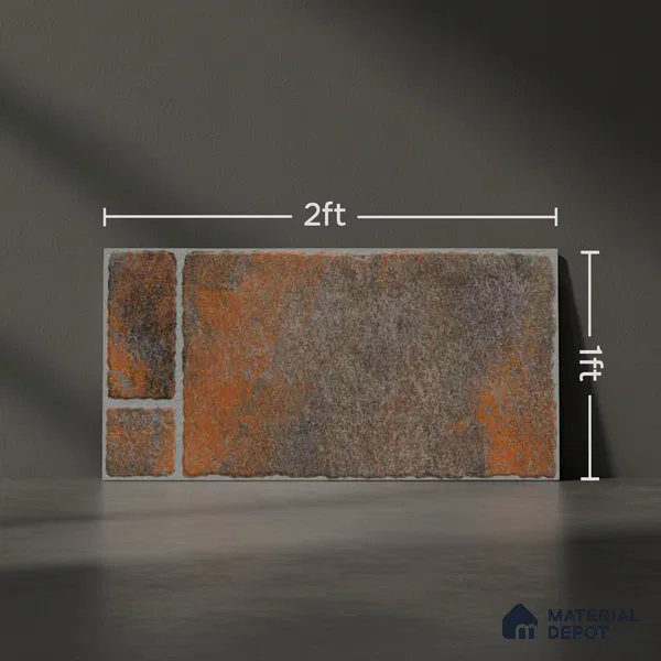 TL 00062 A Copper Brown 2 ft x 1 ft Matte Finish Stone Vitrified Parking Floor Tile - 12 mm