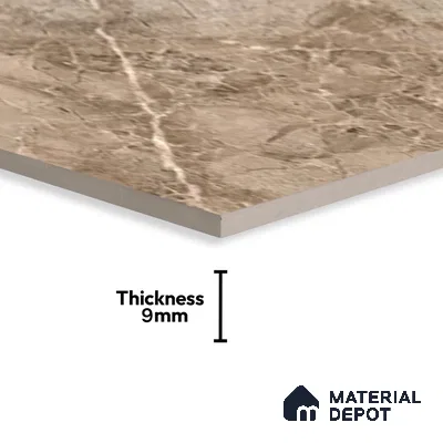 Marble Floor & Wall Tile TL 02175 Cornell Brown 4 ft x 2 ft Glossy Finish Vitrified Tile - 9 mm