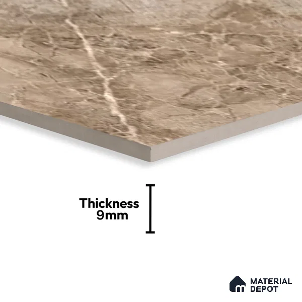 Marble Floor & Wall Tile TL 02175 Cornell Brown 4 ft x 2 ft Glossy Finish Vitrified Tile - 9 mm