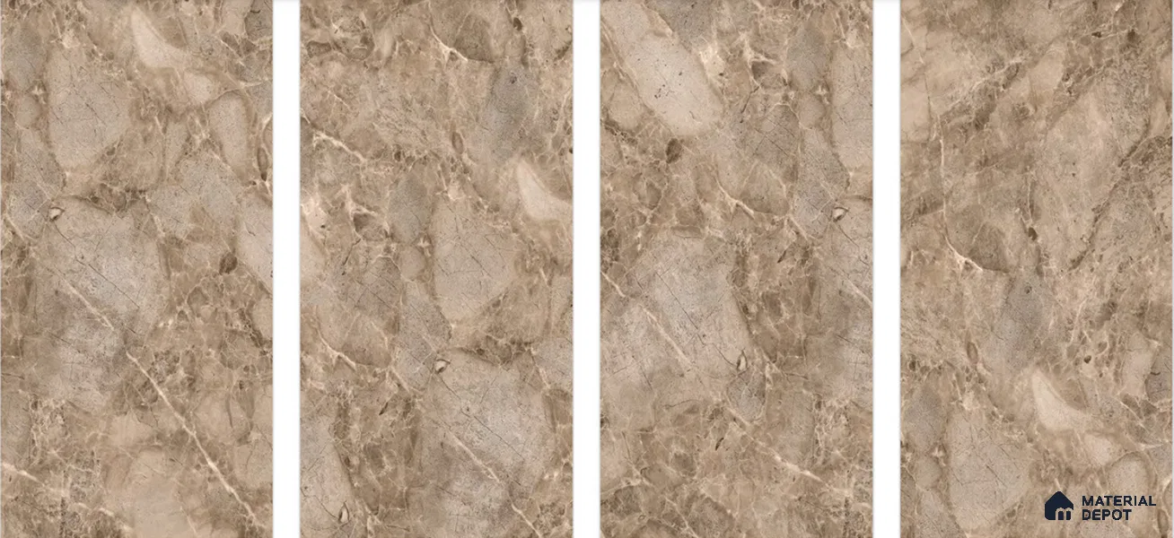 Marble Floor & Wall Tile TL 02175 Cornell Brown 4 ft x 2 ft Glossy Finish Vitrified Tile - 9 mm