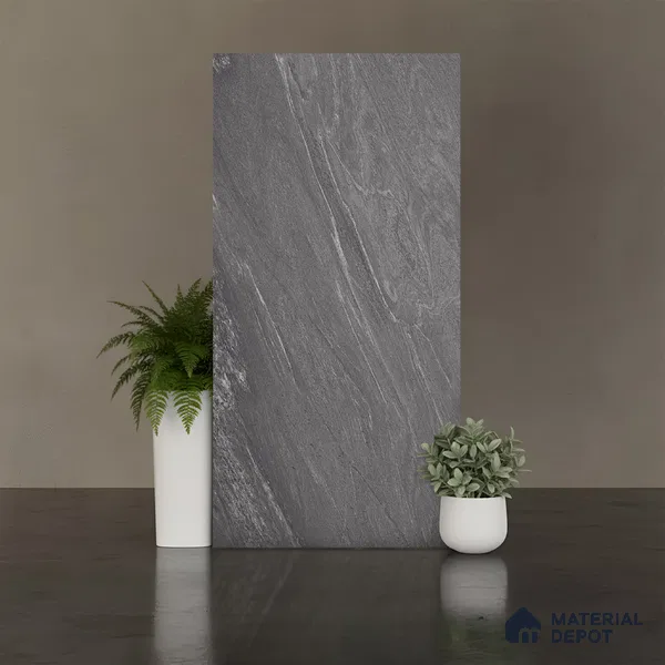 Stone Floor & Wall Tile TL 04447 Corten Cappuccino 4 ft x 2 ft Digital Punch Matte Finish Vitrified Tile - 9 mm | 4 Random Design | Suitable For Living Room, Bedroom, Bathroom (Sample)