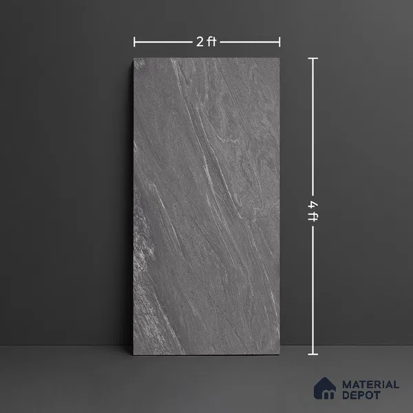 Stone Floor & Wall Tile TL 04447 Corten Cappuccino 4 ft x 2 ft Digital Punch Matte Finish Vitrified Tile - 9 mm | 4 Random Design | Suitable For Living Room, Bedroom, Bathroom (Sample)