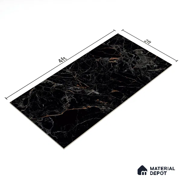 TL 00951 Costa Black 1200x600 mm High Gloss Finish Vitrified Wall & Floor Tile - 9 mm