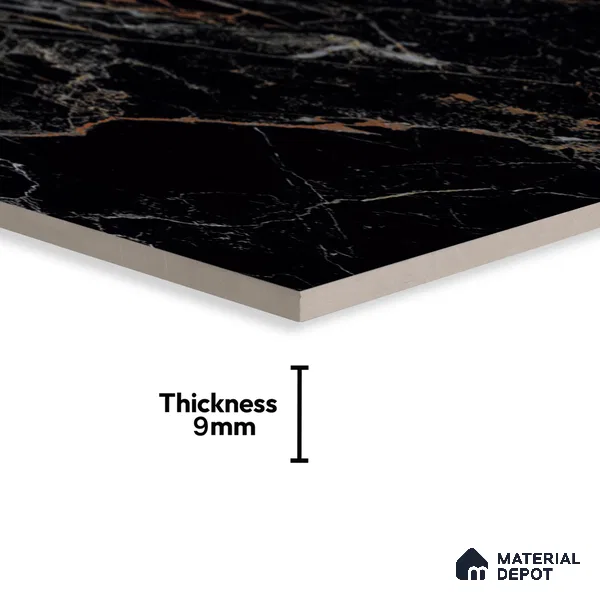 TL 00951 Costa Black 1200x600 mm High Gloss Finish Vitrified Wall & Floor Tile - 9 mm
