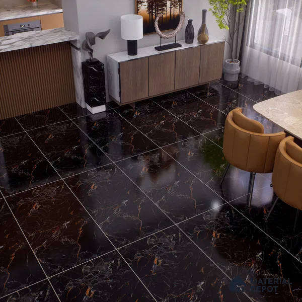 TL 00951 Costa Black 1200x600 mm High Gloss Finish Vitrified Wall & Floor Tile - 9 mm