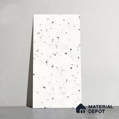 Terrazzo Floor & Wall Tile | TL 01076 Cotton White | 4 ft x 2 ft Matte Finish Vitrified Tile - 9 mm | Suitable For Living Room, Bedroom, Bathroom