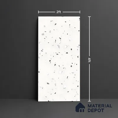 Terrazzo Floor & Wall Tile | TL 01076 Cotton White | 4 ft x 2 ft Matte Finish Vitrified Tile - 9 mm | Suitable For Living Room, Bedroom, Bathroom