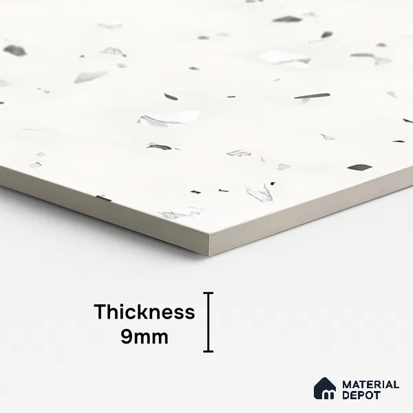 Terrazzo Floor & Wall Tile | TL 01076 Cotton White | 4 ft x 2 ft Matte Finish Vitrified Tile - 9 mm | Suitable For Living Room, Bedroom, Bathroom