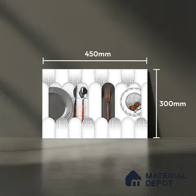 TL 00625 B Highlighter 1 Cool White & Black 12 x 18 inch Glossy Finish 3D High Definition Digital Subway Ceramic Wall Tile - 6 mm