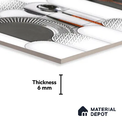 TL 00625 B Highlighter 1 Cool White & Black 12 x 18 inch Glossy Finish 3D High Definition Digital Subway Ceramic Wall Tile - 6 mm