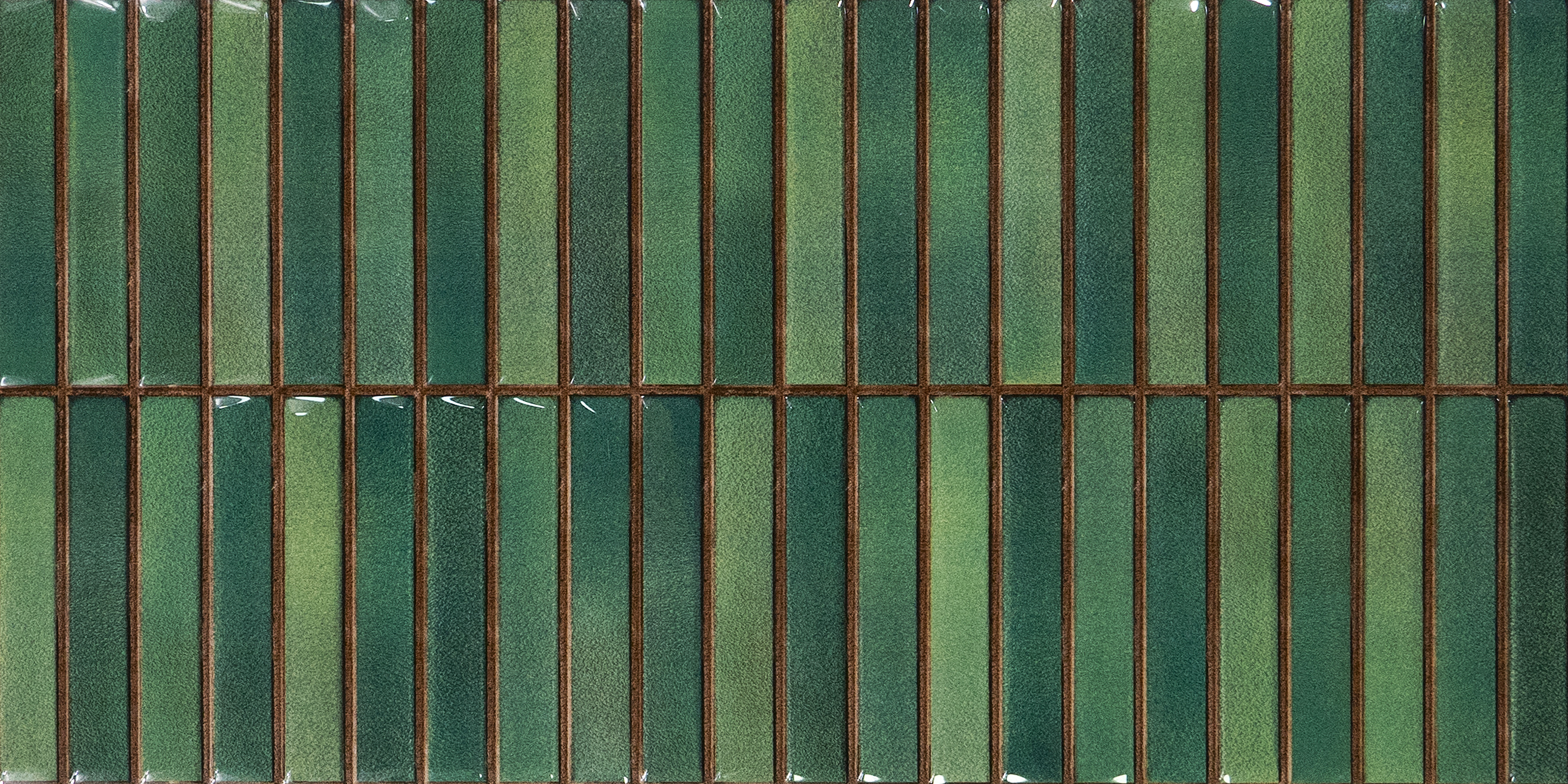 Faux Subway Wall Tile TL 05376 I Miraq Kitkat Forest Green 2 ft x 1 ft Ceramic Glossy Finish - 8 mm | Suitable For Kitchen, Bathroom Walls and Backsplashes | Please Expect a Slight Variation of Pattern (Sample)