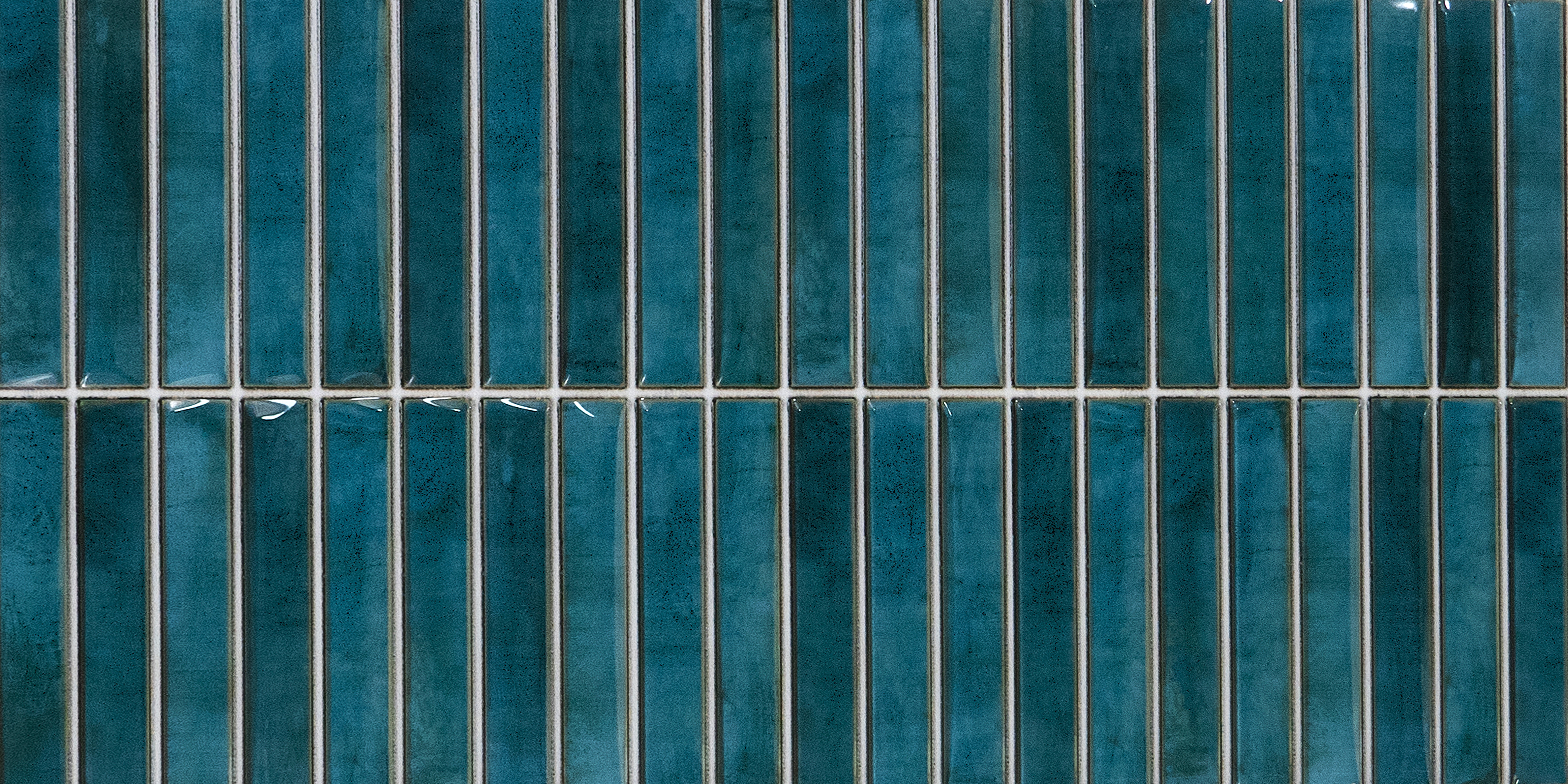 Faux Subway Wall Tile TL 05376 H Miraq Kitkat Turquoise Green 2 ft x 1 ft Ceramic Glossy Finish - 8 mm | Suitable For Kitchen, Bathroom Walls and Backsplashes | Please Expect a Slight Variation of Pattern (Sample)