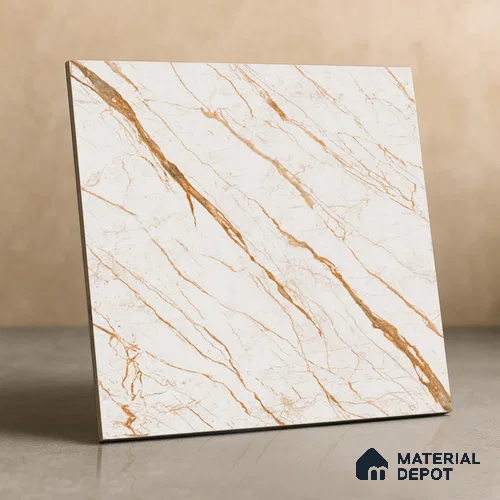 TL 02262 B Alabaster Beige 2 ft x 2 ft Matte Finish Carving Vitrified Floor & Wall Tile - 9.5 mm