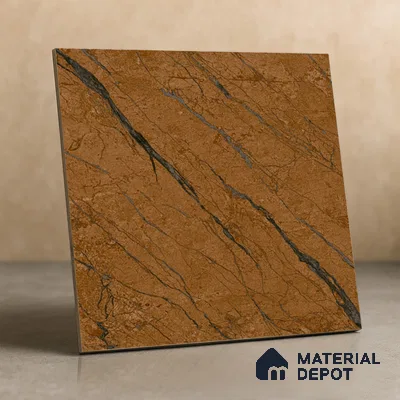 TL 02262 Brown Coyote 2 ft x 2 ft Matte Finish Carving Vitrified Floor & Wall Tile - 9.5 mm