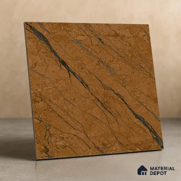 TL 02262 Brown Coyote 2 ft x 2 ft Matte Finish Carving Vitrified Floor & Wall Tile - 9.5 mm