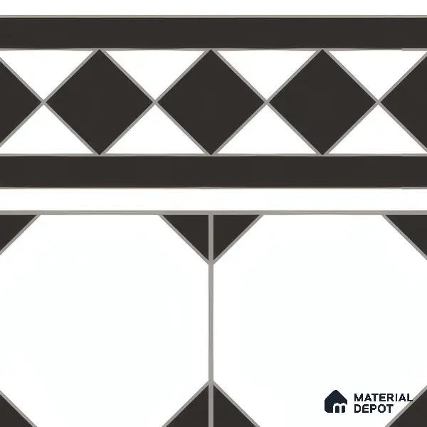 Moroccan Carpet Floor Tile TL 00202 B Border Monochrome 1 ft x 1 ft Matte Finish Ceramic Tile - 9 mm | Suitable For Living Room, Kitchen, Bathroom | Please Expect a Slight Variation of Pattern