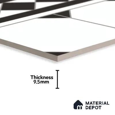 Moroccan Carpet Floor Tile TL 00202 B Border Monochrome 1 ft x 1 ft Matte Finish Ceramic Tile - 9 mm | Suitable For Living Room, Kitchen, Bathroom | Please Expect a Slight Variation of Pattern