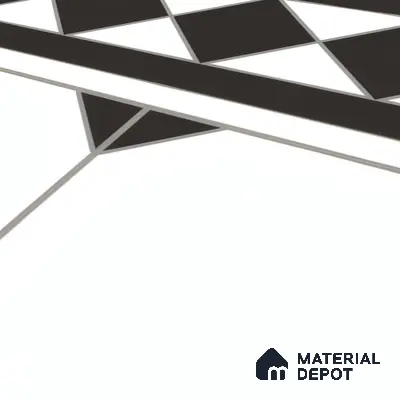 Moroccan Carpet Floor Tile TL 00202 B Border Monochrome 1 ft x 1 ft Matte Finish Ceramic Tile - 9 mm | Suitable For Living Room, Kitchen, Bathroom | Please Expect a Slight Variation of Pattern