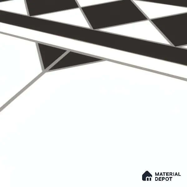 Moroccan Carpet Floor Tile TL 00202 B Border Monochrome 1 ft x 1 ft Matte Finish Ceramic Tile - 9 mm | Suitable For Living Room, Kitchen, Bathroom | Please Expect a Slight Variation of Pattern