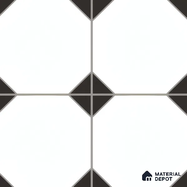 Moroccan Carpet Wall & Floor Tile TL 00202 C Centre Monochrome 1 ft x 1 ft Matte Finish Ceramic Tile - 9 mm | Suitable For Living Room, Kitchen, Bathroom | Please Expect a Slight Variation of Pattern