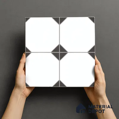 Moroccan Carpet Wall & Floor Tile TL 00202 C Centre Monochrome 1 ft x 1 ft Matte Finish Ceramic Tile - 9 mm | Suitable For Living Room, Kitchen, Bathroom | Please Expect a Slight Variation of Pattern