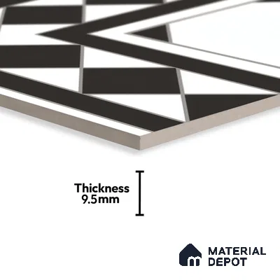 Moroccan Carpet Floor Tile TL 00202 A Corner Monochrome 1 ft x 1 ft Matte Finish Ceramic Tile - 9 mm | Suitable For Living Room, Kitchen, Bathroom | Please Expect a Slight Variation of Pattern