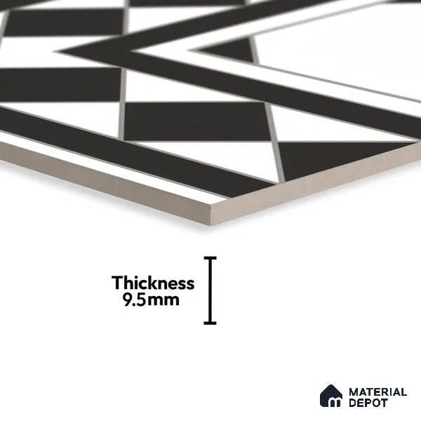 Moroccan Carpet Floor Tile TL 00202 A Corner Monochrome 1 ft x 1 ft Matte Finish Ceramic Tile - 9 mm | Suitable For Living Room, Kitchen, Bathroom | Please Expect a Slight Variation of Pattern