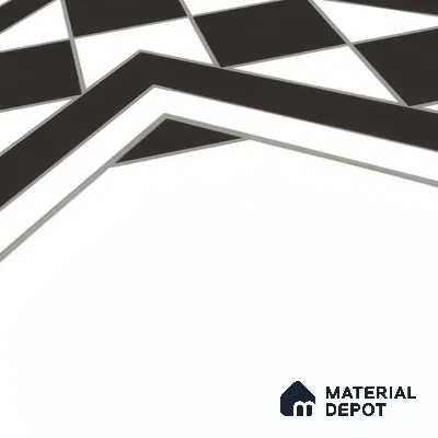 Moroccan Carpet Floor Tile TL 00202 A Corner Monochrome 1 ft x 1 ft Matte Finish Ceramic Tile - 9 mm | Suitable For Living Room, Kitchen, Bathroom | Please Expect a Slight Variation of Pattern